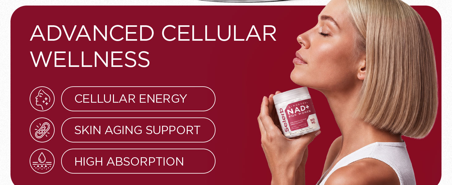 NAD+ Supplement for Women - NMN Alternative with β-NAD+, Trans-Resveratrol, CoQ10, D-Ribose - Promotes Cellular Renewal, Energy, and Radiant Skin Health - 60 Capsules Advanced