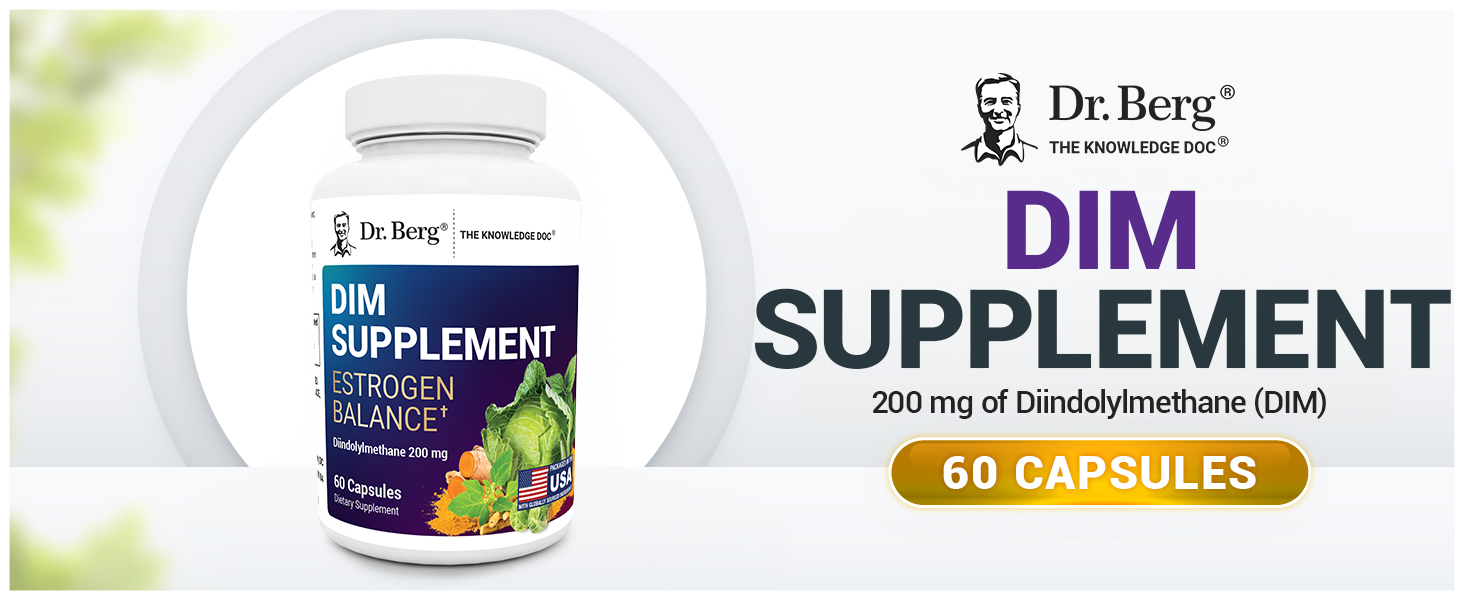 Dr. Berg DIM Supplement Estrogen Balance - Original Estrogen Supplement for Women with Diindolylmethane & Black Pepper for Enhanced Absorption & Menopause Support* - 60 Capsules