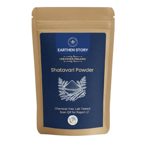 Earthen Story Certified Organic Shatavari Root Powder (200g) | Lab Tested for 190+ Pesticides | Pure Asparagus Racemosus for Hormonal Balance & Vitality | Vegan, Non-GMO