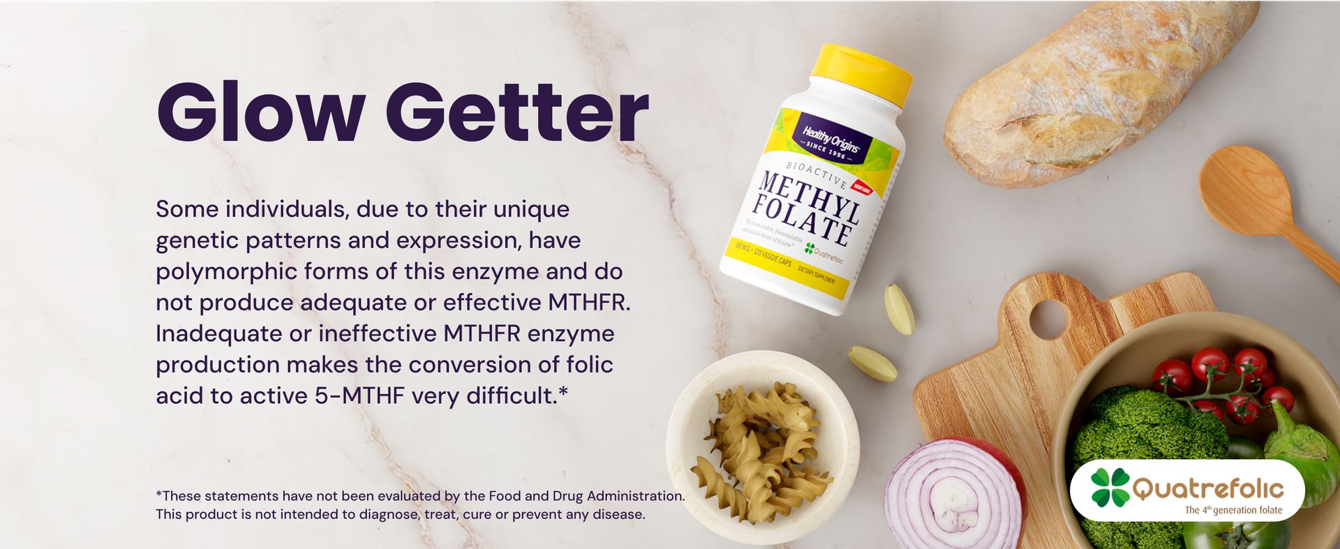 Healthy Origins Methyl Folate Quatrefolic 800 mcg, 120 Veggie Caps