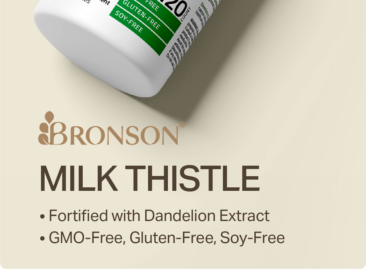 Bronson Milk Thistle Silymarin Marianum & Dandelion Extract, 120 Capsules
