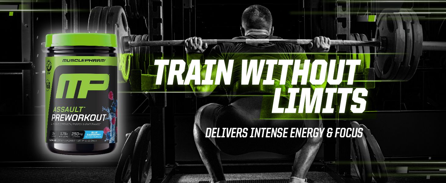 Muscle Pharm Assault PreWorkout Powder | Blue Raspberry - 30 Servings