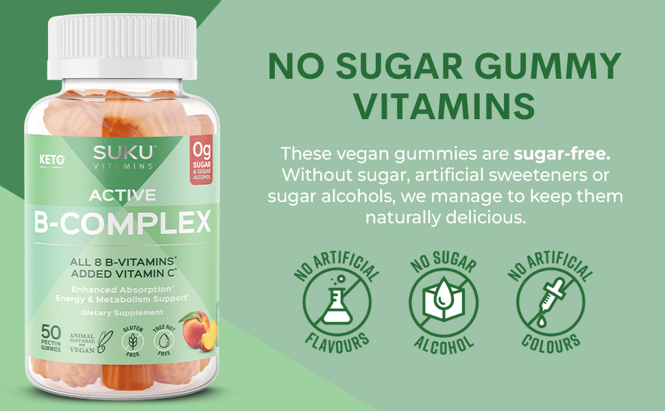 SUKU B Complex Gummies, 8 B Vitamins, Energy & Metabolism