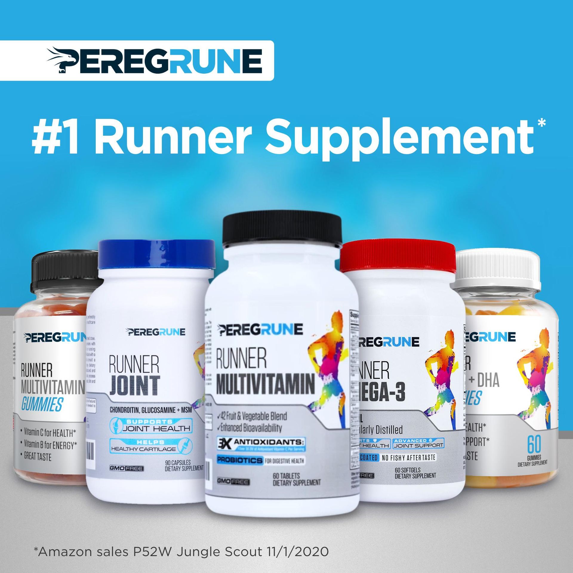 Runner Multivitamin Gummies - Daily Vitamin for Running with Vitamins A, C, D, E, and B Complex – 50% Less Sugar – Antioxidants, Recovery, Endurance, and Energy Gummy – Running Supplement