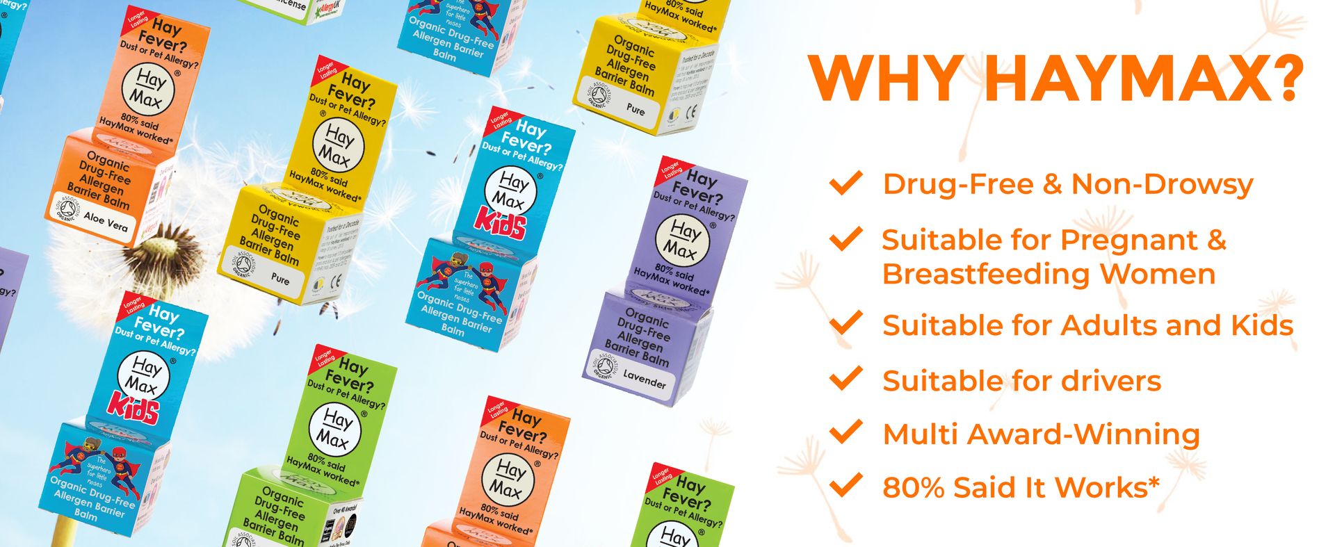 HayMax Allergen Barrier Balm Triple Tin Pure - Pack of 3 - Organic, Natural & Non-Drowsy Hay Fever & Allergy Relief Balm - Traps Pollen, Dust & Other Allergen Particles - Apply Around The Nose & Eyes