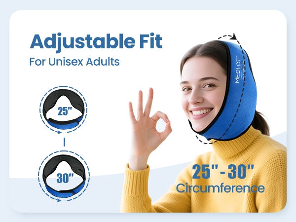 LotFancy Face Ice Pack Wrap for TMJ, Wisdom Teeth, with 4 Reusable Hot Cold Therapy Gel Packs, Pain Relief for Head, Oral and Facial Surgery, Dental Implants, Blue