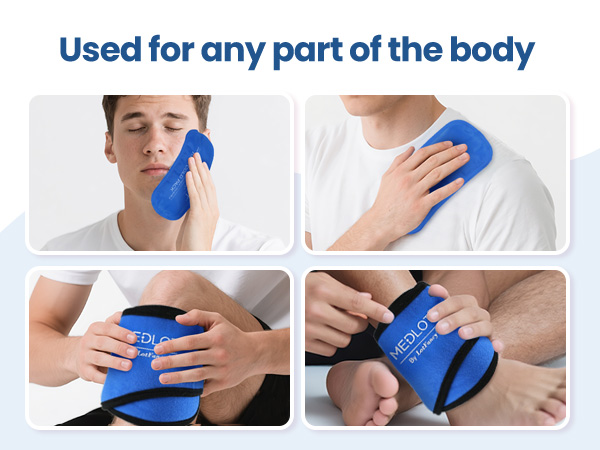 LotFancy Face Ice Pack Wrap for TMJ, Wisdom Teeth, with 4 Reusable Hot Cold Therapy Gel Packs, Pain Relief for Head, Oral and Facial Surgery, Dental Implants, Blue