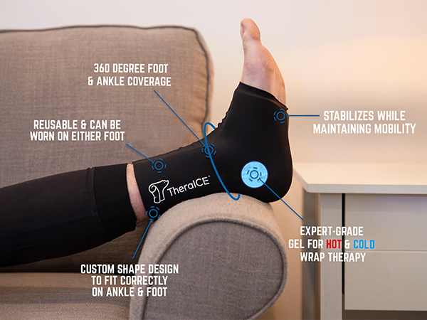 TheraICE Ankle Ice Pack Wrap, Achilles Tendonitis Brace, Plantar Fasciitis