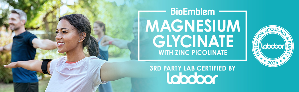 BioEmblem Magnesium Glycinate & Zinc, 300mg Magnesium per Serving, 90 Caps