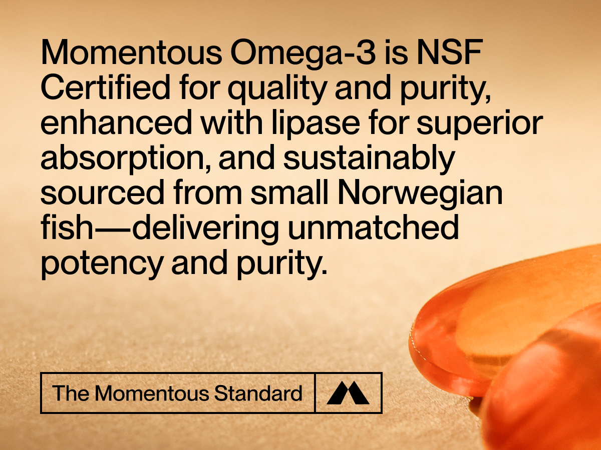Momentous Omega-3 Fish Oil, EPA & DHA Supplement, No Aftertaste, 1,600mg