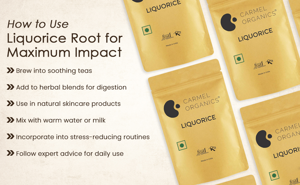 CARMEL ORGANICS Liquorice Root Whole 100 Grams