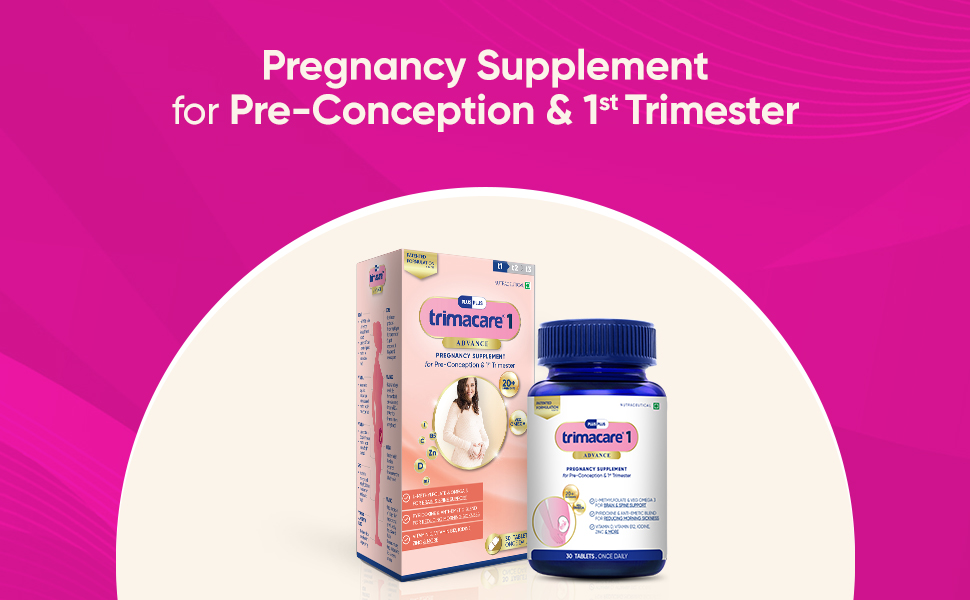 TRIMACARE™ 1 Advance |1st Trimester | Pregnancy Multivitamin with Folic Acid, DHA & Iron | New Formula with Choline | 20+ essential nutrients | 30 Tablets |