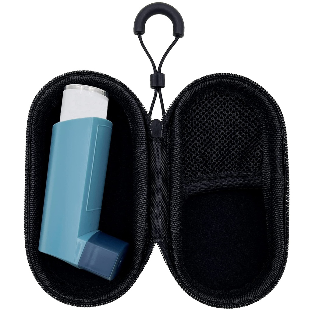 Holder Travel Case for Astma Inhaler, Kompakt tilfelle for Handy Inhaler for voksne og barn (kun tilfelle) (svart)
