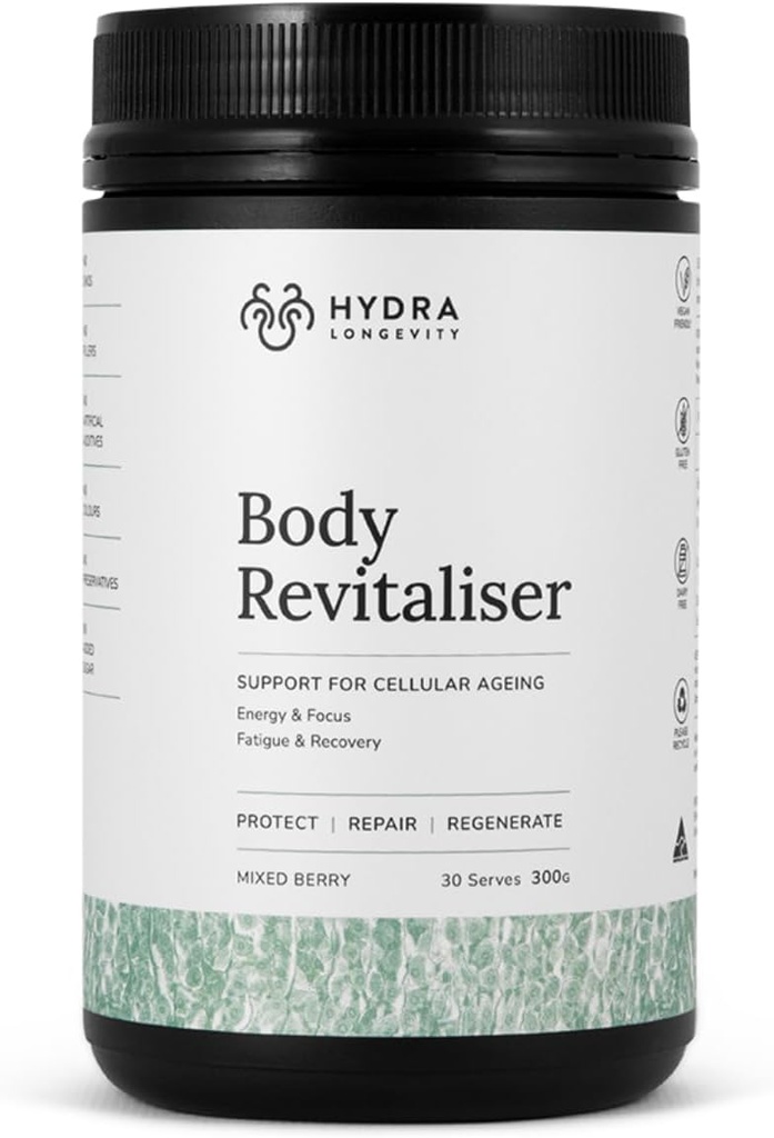 Body Revitaliser Organic Superfood Powder Helse Supplement, 49 Ingrediens Smoothie Blande med prebiotika, Chlorella, Reishi, Vegansk, Ikke-GMO, Glutenfri 300 Gram (30 Serveringer)