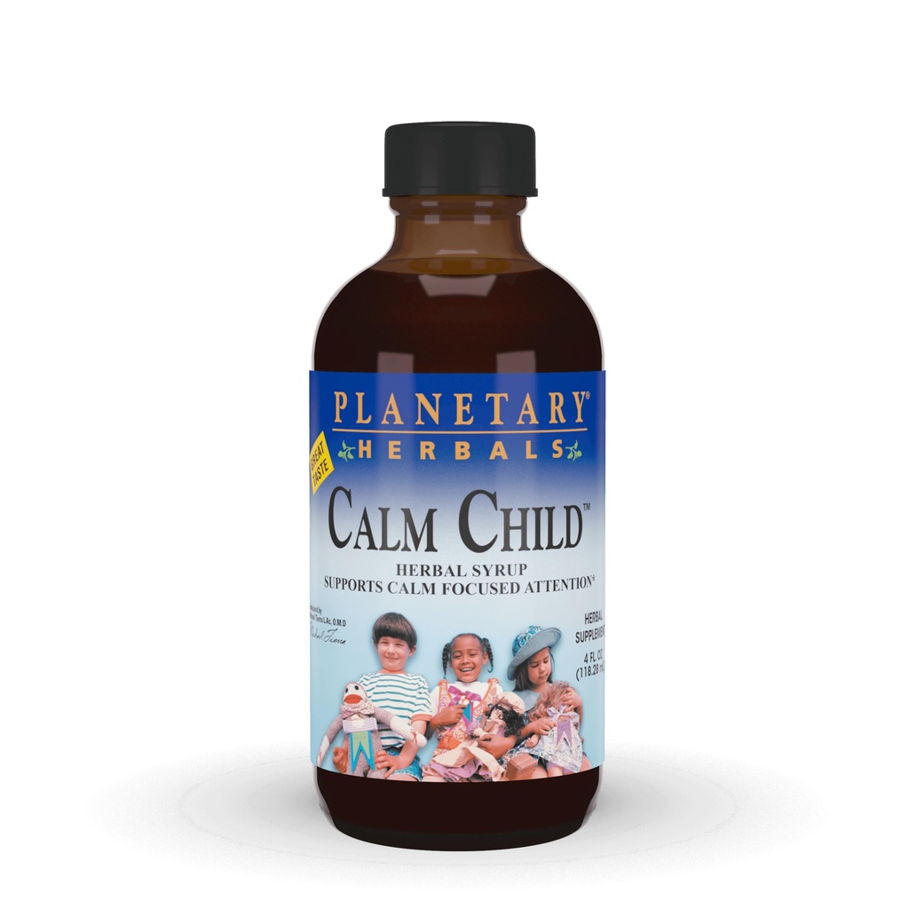 Planetary Herbals Calm Child Herbal Syrup - Inkluderer Soothing Botanicals Kamille, Lemon Balm, Catnip & Mer - 4oz