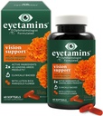 Eyetamins Vision Support - 60 Kapsler‚ Oftalmolog-formulert - 2X Lutein og Zeaxanthin av ledende merker - Plantebasert, naturlig - Vegan og ikke-GMO Formula (60 greve)