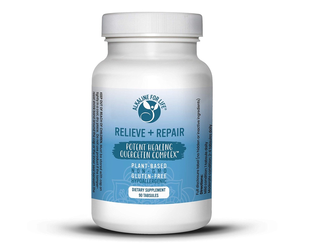 Relieve + Reparer Quercetin 1000 mg, Pomegranate Juice pulver, OPC Antioksidanter Supplement - Ren Quercetin Dihydrat -Foretrukket skjema for biotilgjengelighet (90 faner)