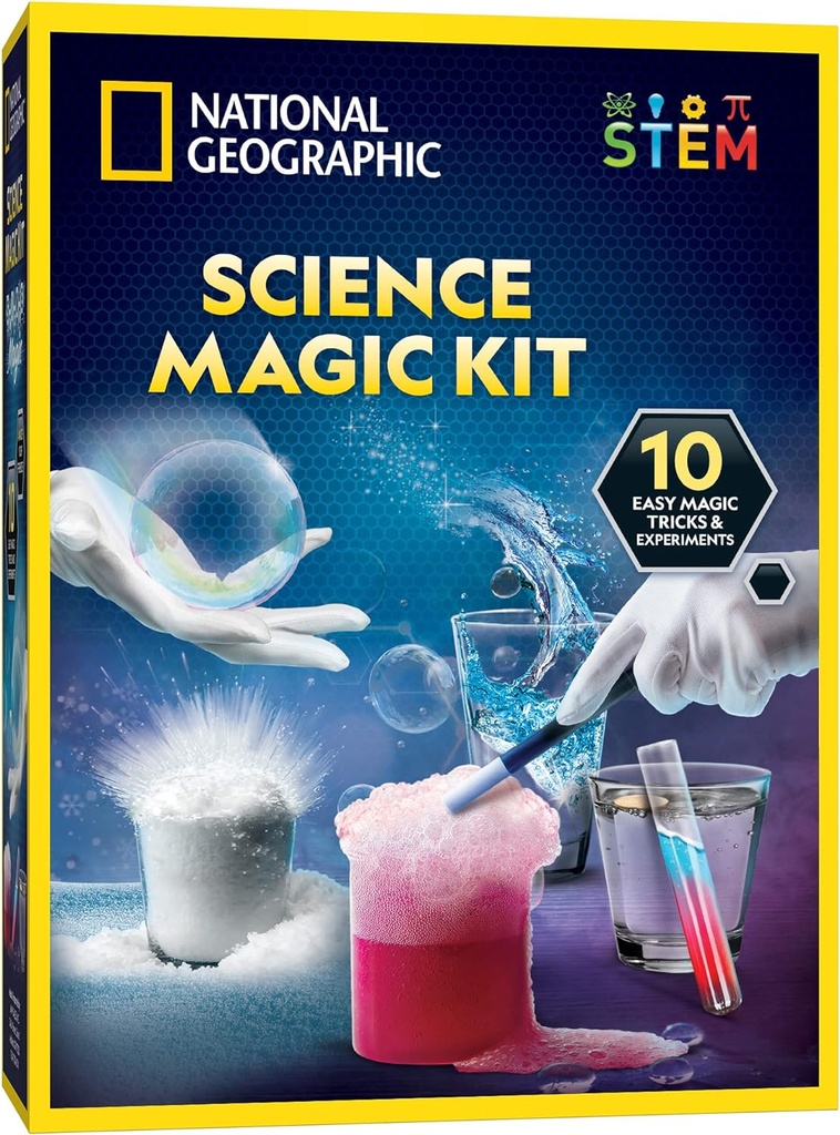 National Geographic Magic Chemistry Set – Vitenskapssett for barn med 10 fantastiske Magic Tricks, STEM-prosjekter og vitenskapseksperimenter, Science Toys, Great Gave til gutter og jenter 8-12