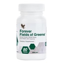 Forever Living - Fields of Greens, Grønn Superfood Supplement med Barley Grass, Wheat Grass og Alfalfa til rengjøring og alkalisering, 80 tabletter