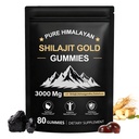 Shilajit Gummies, ren Himalayan Shilajit Gummies Gull, Ingen tilsatt sukker ikke-GMO 100% naturlig og organisk, Ashwagandha, Gokshura-Fulvic Acid & 85+ Trace Minerals for menn, kvinner 60 Gummy