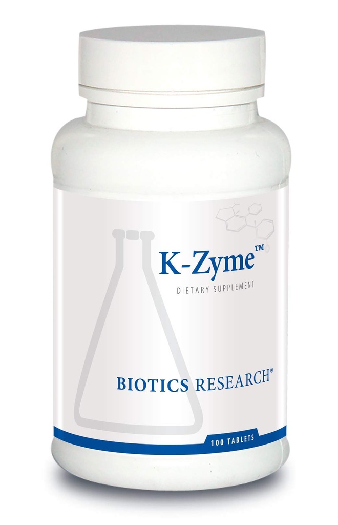 Biotics Research K ZymeTM Kalium, 99 mg, støtter kardiovaskulær funksjon, elektrolytbalanse, nerveoverføring, muskelaktivitet, superoksid dismutase, katalase.100 Tabletter
