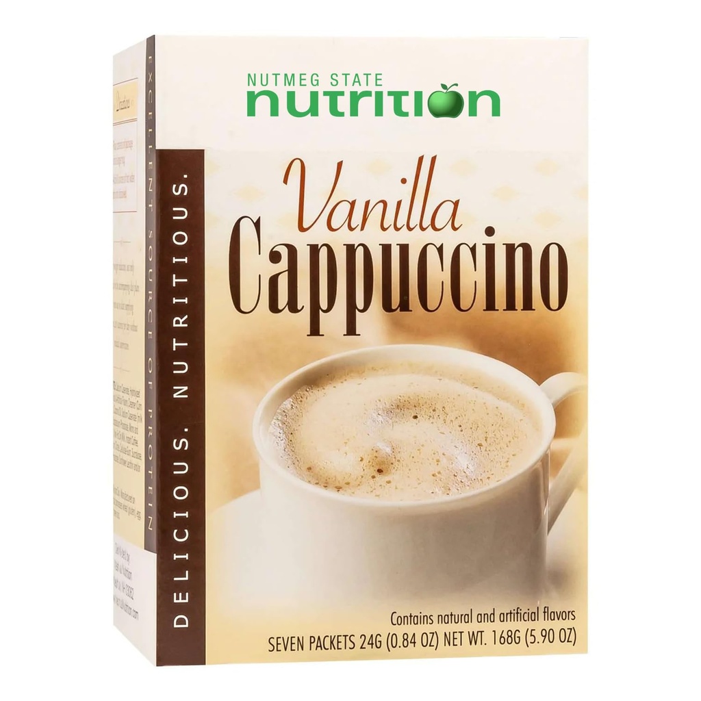 Nutmeg State Nutrition HealthyWise - høy proteindiett drikke - vekttap Cappuccino - 15g Protein - lav kalori - lav carb - lav sukker - 7 serveringer per boks (Vanilla Cappuccino)