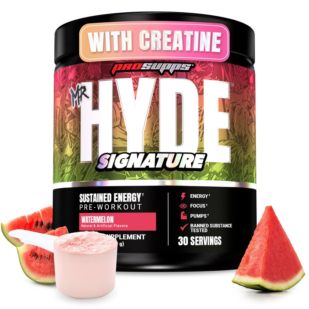 PROSUPPS Mr. Hyde Signature Pre Trening pulver med kreatin, Beta Alanine & Koffein - ytelse, energi og utholdenhet - Clean Fitness & Gym kosttilskudd for menn og kvinner (Watermelon, 30 Services)