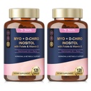 Totaria Inositol Supplement for kvinner med vitamin D3, Folat, 40:1 Ratio Myo-Inositol & D-Chiro Inositol Complex, (Vitamin B8) Inositol Kapsler, Pakke med 2