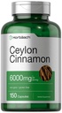 Horbäach Ceylon kanelkapsler 6000 mg | 150 greve | Ikke-GMO & Glutenfri Supplement