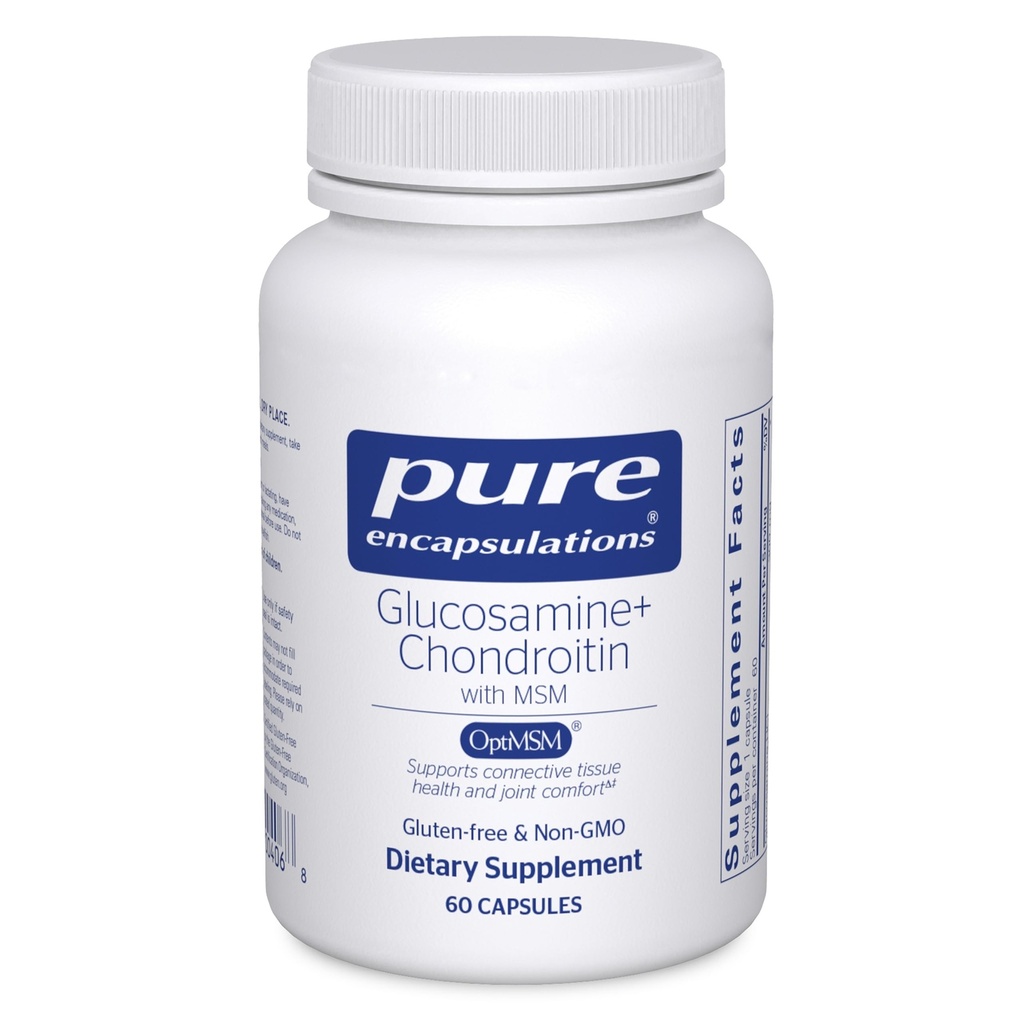 Pure Enkapslinger Glukosamin Chondroitin med MSM - støtter felles helse & normal Cartilage Formation* - opprettholder enzym aktivitet - Glutenfri og ikke-GMO - 60 kapsler