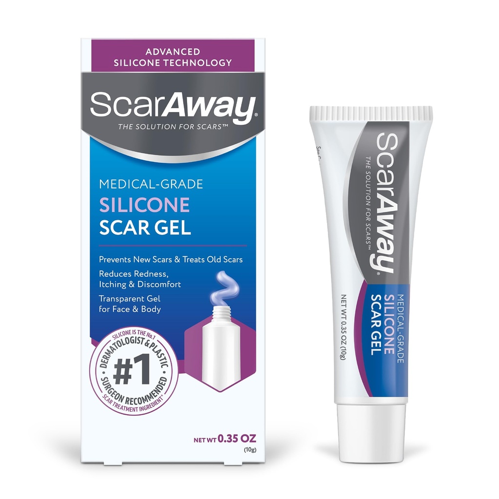 ScarAway Silicone Scar Gel, bidrar til å forbedre størrelse, farge og tekstur av hypertrofisk og Keloid arr fra skade, brenner og kirurgi, vannbestandig, 10g (0,35 Oz)
