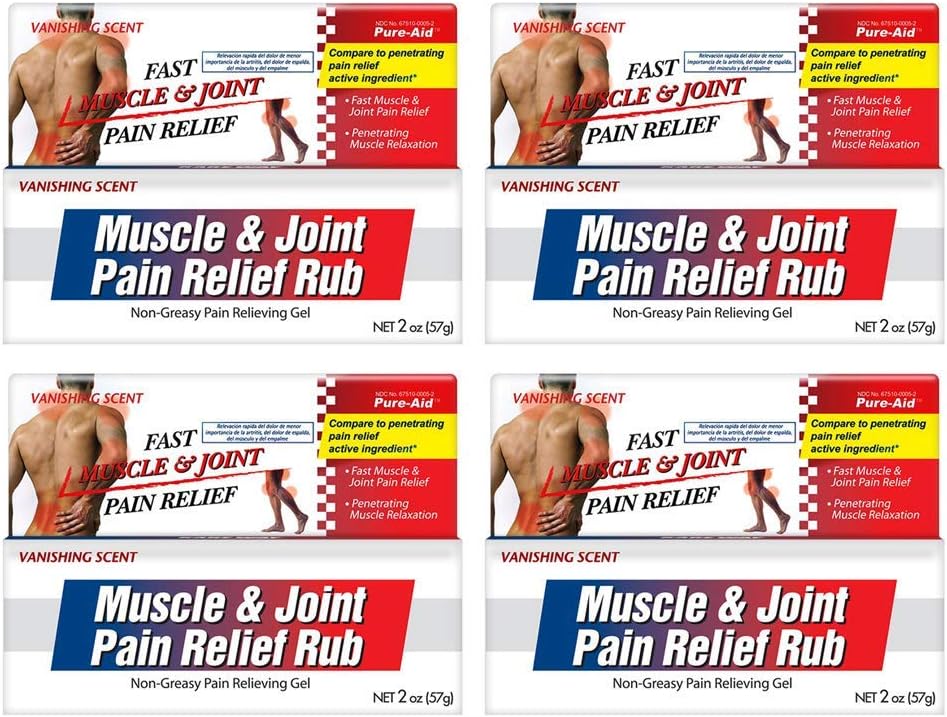 Muskel- og leddsmerter relief Rub, rask lindring fra mindre ledgikt, ryggsmerter, muskel- og leddsmerter ikke-grå krem, 2oz (4pk)