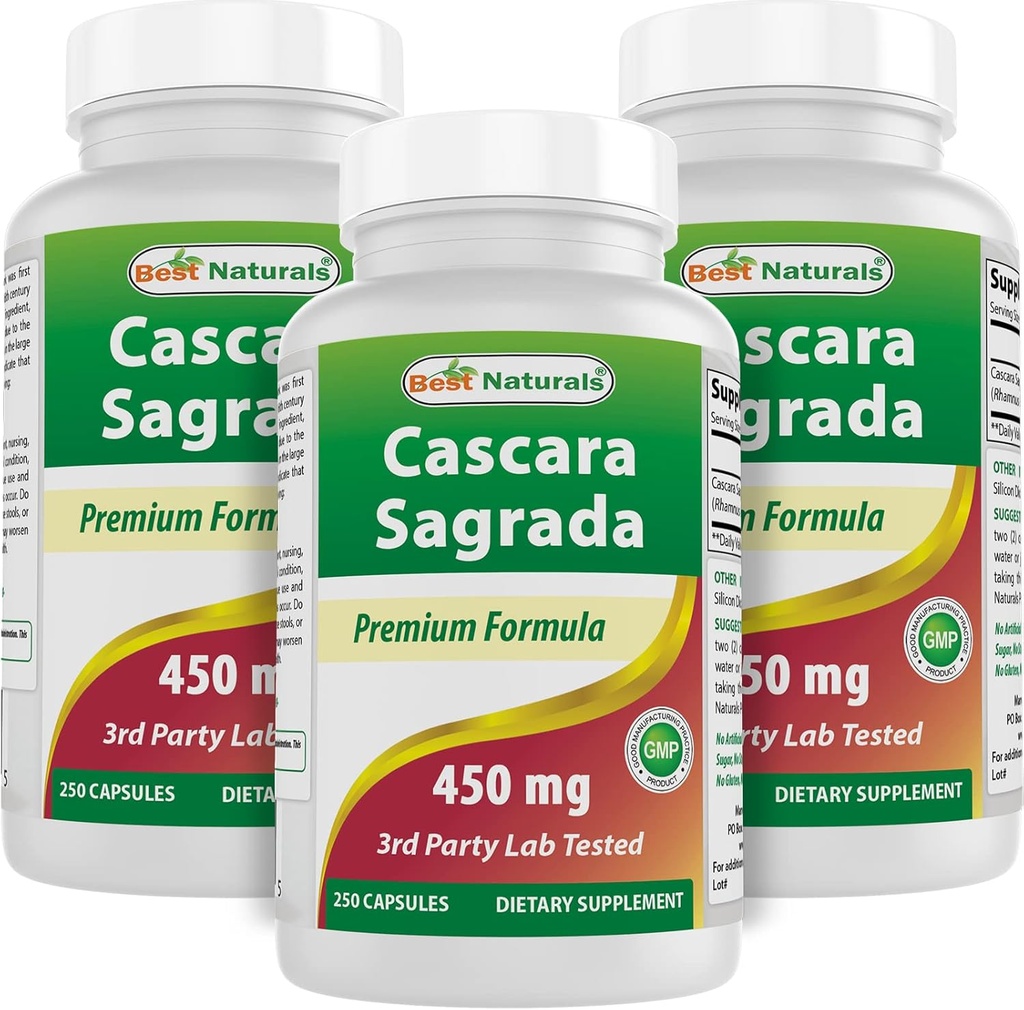 Best Naturals Cascara Sagrada 450 mg 250 kapsler (250 antall (pakke på 3))