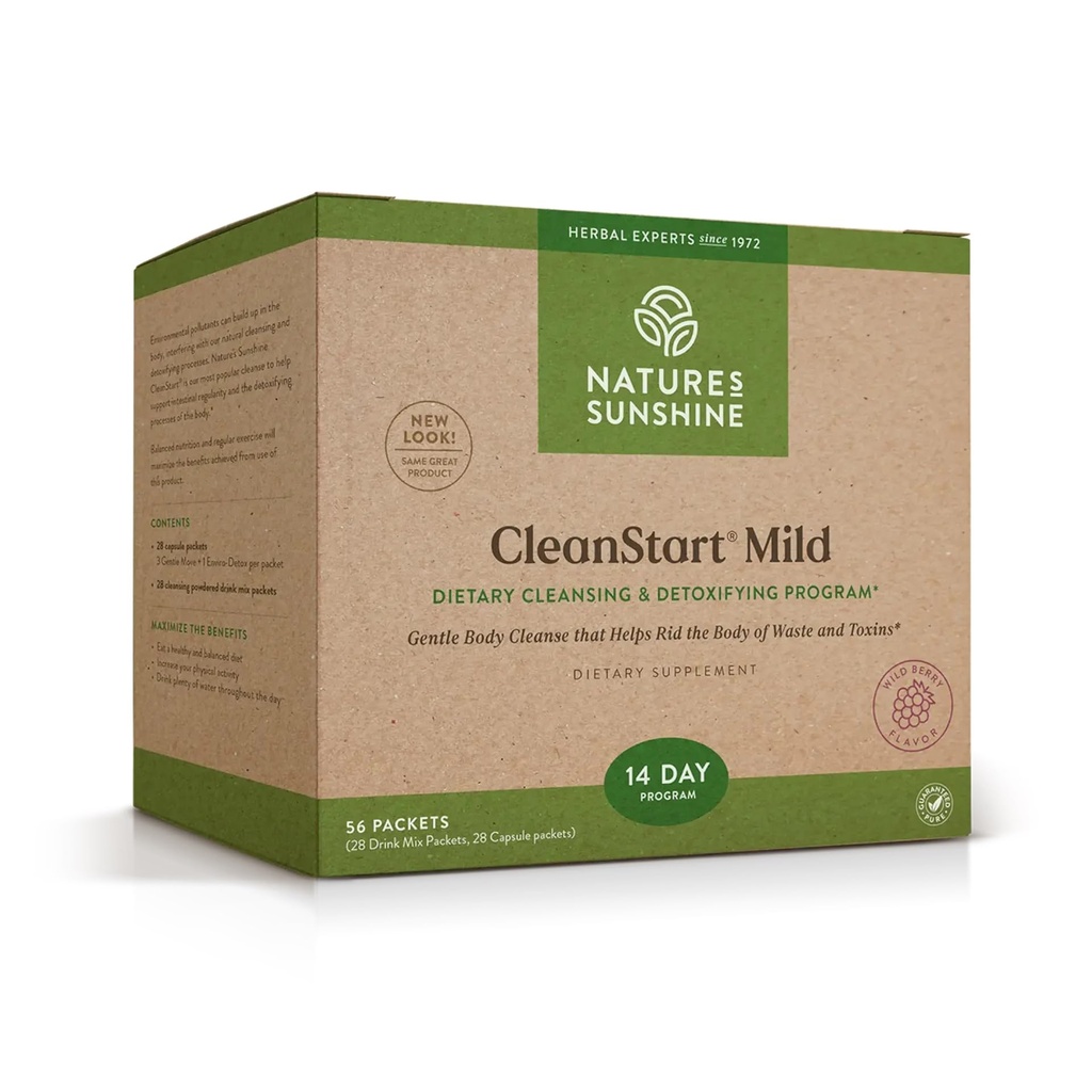 Naturens Sunshine CleanStart Mild, 56 Packets | Kraftig Herbal Detox som støtter naturlig, daglig rengjøring av avfall fra kroppen