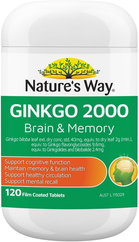 Naturens måte Ginkgo Biloba 2000MG 100 + 20 tabletter