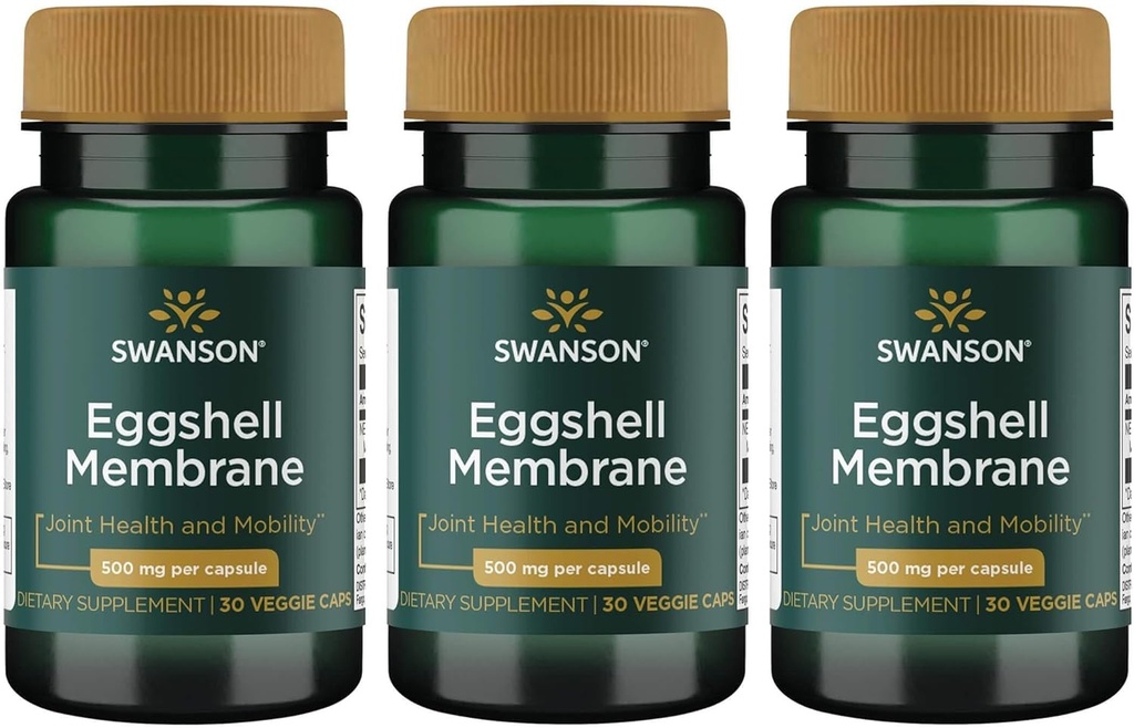 Swanson Eggshell Membran 500 mg 30 Veg Caps (3 Pakke)