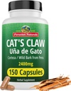 Peruansk Naturals Cat's Claw Herbal Supplement 150 kapsler - Uña de Gato 2400mg Vegansk, 100% naturlige katter Klo Bark voksende i Peru, ikke-GMO, Uncaria Tomentosa UNA de Gato
