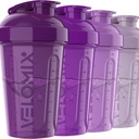VELOMIX -4 Patron- 20 OZ Protein Shaker flasker for proteinblandinger, Shaker kopper for proteinshake, små Shaker flaske pakke, Shaker Cup, Shakers for proteinshake (Purple Bloom)