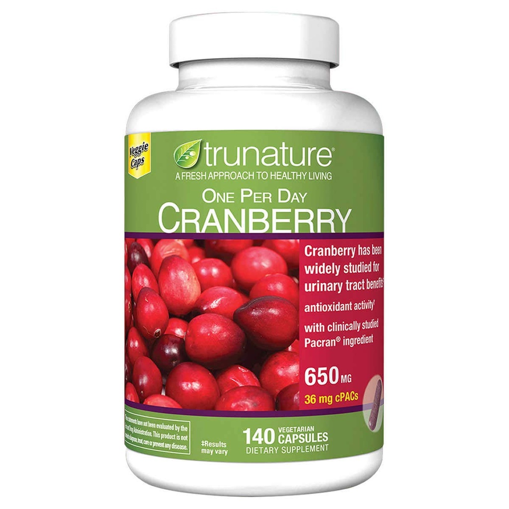 trunature Cranberry 650 mg, 140 vegetariske kapsler (3 pakke)