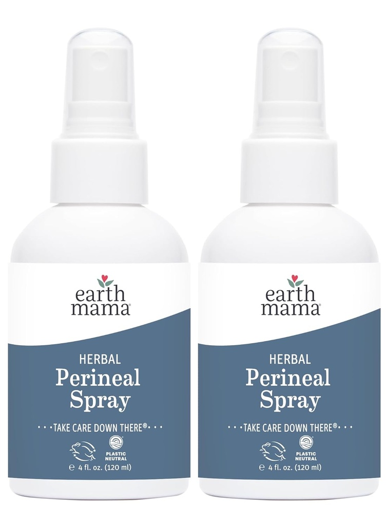 Earth Mama Herbal Perineal Spray | Sikker for graviditet og postpartum gjenoppretting, Witch Hazel naturlig kjølespray for etter fødselen Feminin Care Essentials, Ingen Benzocaine eller Butane, 4-Fl oz (2-Pack)