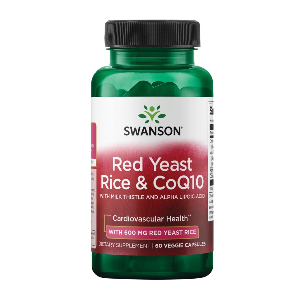 Swanson Tradisjonell Rød Yeast Rice & CoQ10 med Melke Thistle og Alpha Lipoic Acid 60 Veg Kapsler