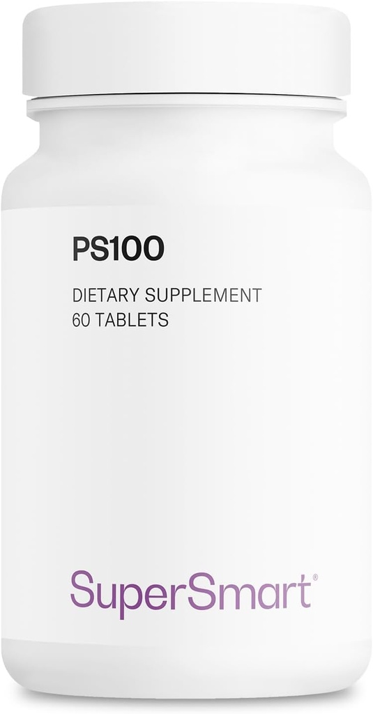 Supersmart - PS100 Supplement 300mg per dag (Phosphatidylserine) - Hjernehelse og beskyttelse - Minnestøtte | Ikke-GMO & Glutenfri - 60 tabletter
