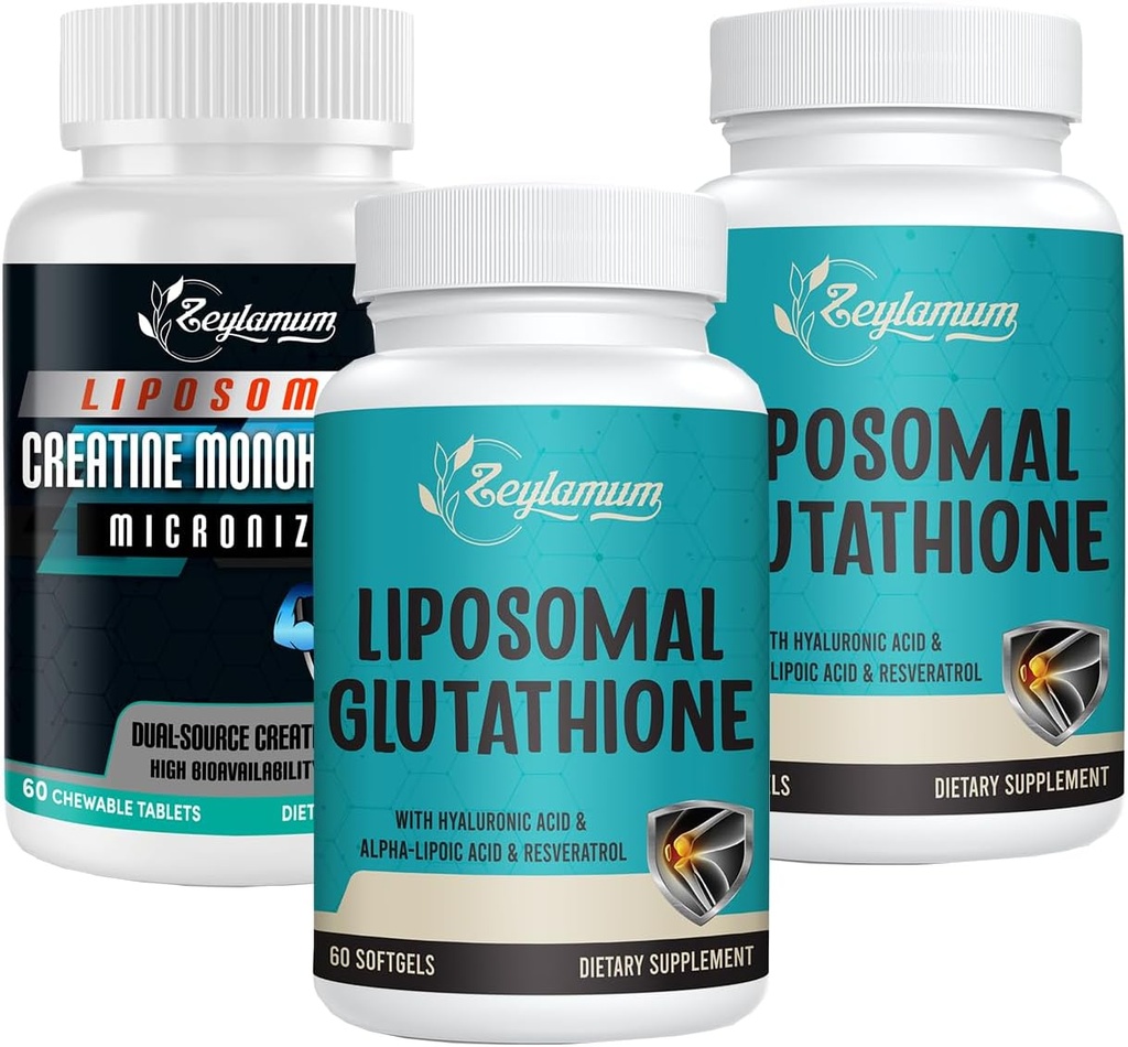 Liposomal Glutation Softgels - 120 Softgels + Kreatin Monohydrat Mikronisert - 60 Antall