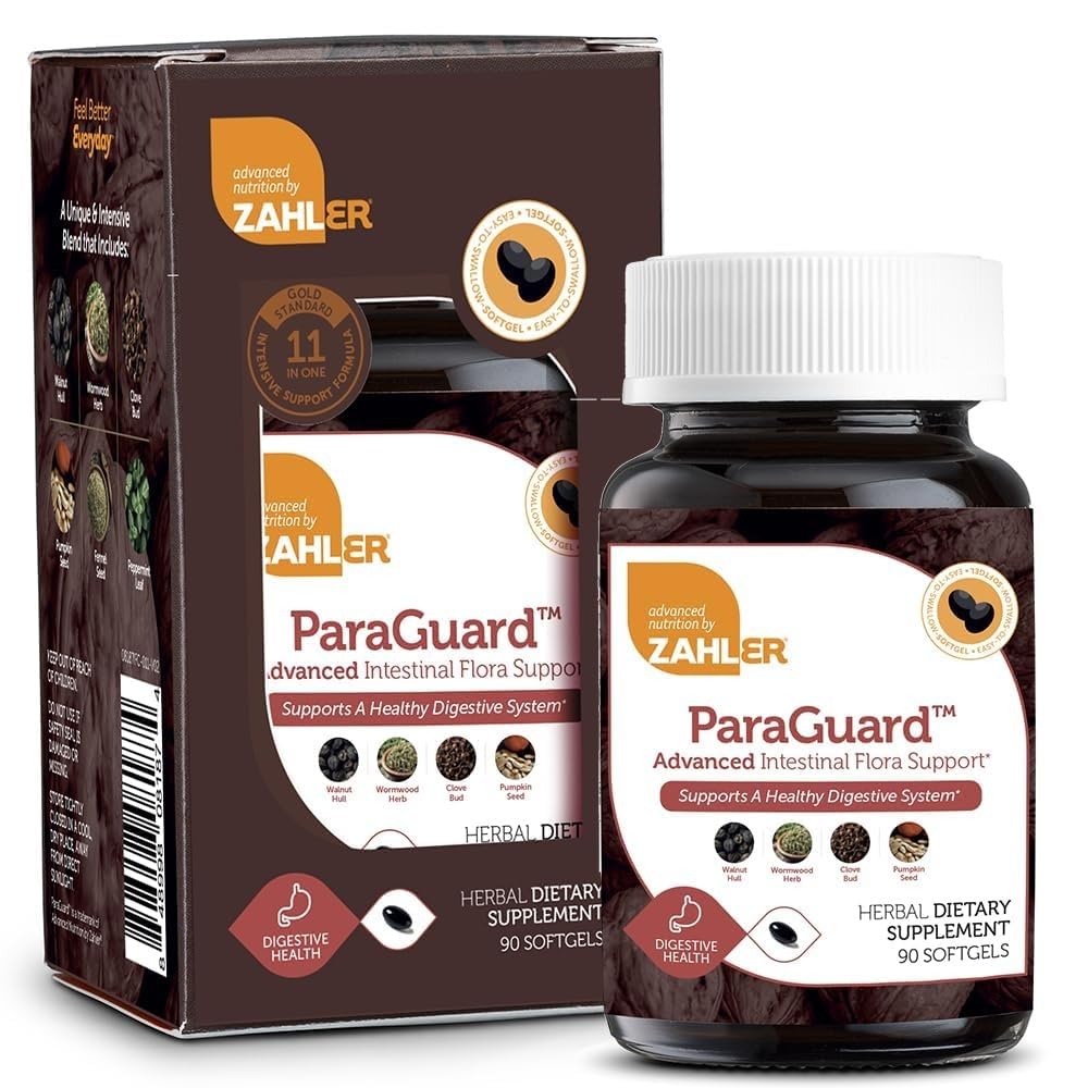 Zahler - ParaGuard Cleanse Softgels - Gut Health Detox Supplement - Formel har Wormwood, hvitløk, Pumpkin Seed, Clove & Mer - Natural Cleanse Detox for mennesker - Certified Kosher (90)