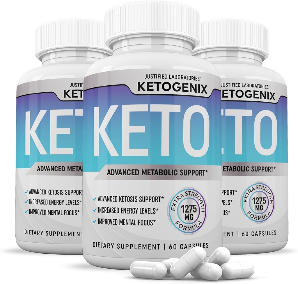 (3 Pack) Ketogenix Keto piller 1275MG ny og forbedret formel inneholder Apple Cider Vinegar Extra Jomfru Olive Olje pulver Grønn Te Leaf 180 kapsler