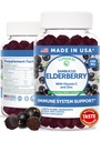 Lunakai USA laget Black Sambucus Elderberry Gummies for voksne og barn med vitamin C & sink - Immunstøtte, Antioksidanter, Ikke-GMO, 60 Gummies
