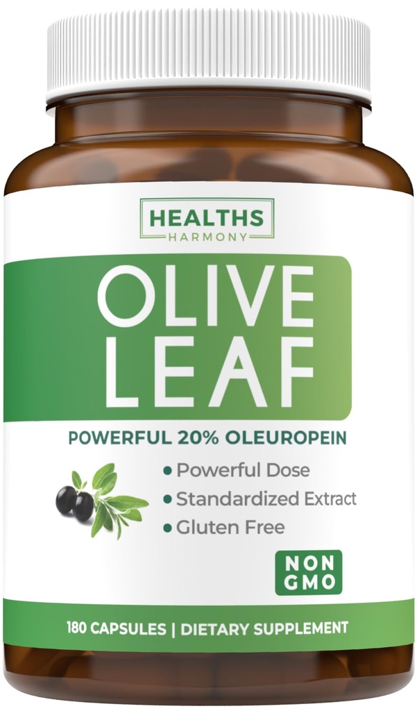 Super styrke Olive Leaf ekstrahere kapsler - Vegansk ikke-GMO 750mg Olive ekstrakt med 20% Oleuropein Antioksidant Supplement for immunitet Hud og hjerte helse støtte - laget i USA (6 måneders forsyning)