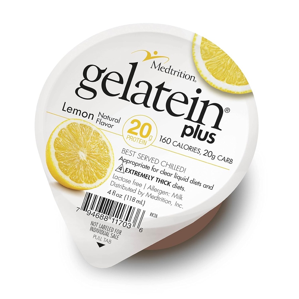 Meditasjon Gelatein Plus sitron: 20 gram protein. Ideell for klare flytende dietter, svelgevansker, dialyse og onkologi. Flott pre eller post-workout Snack. (36 Pack) ...