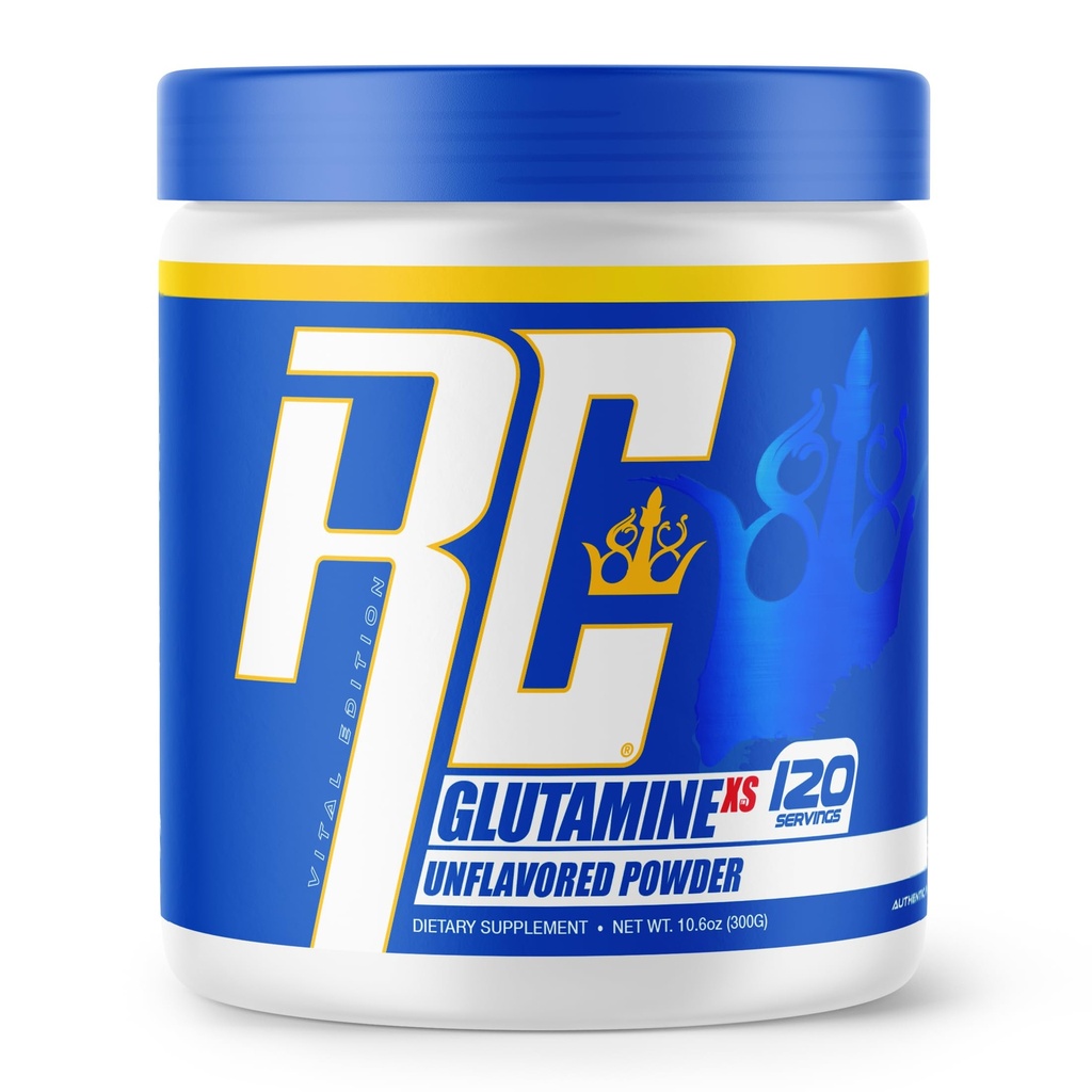 Ronnie Coleman Signatur serie glutamin pulver, Supplement for post trening muskelgjenvinning, kosttilskudd med L-Glutamin for menn og kvinner, styrke støtte, uslavored drikke blanding, 120 serveringer