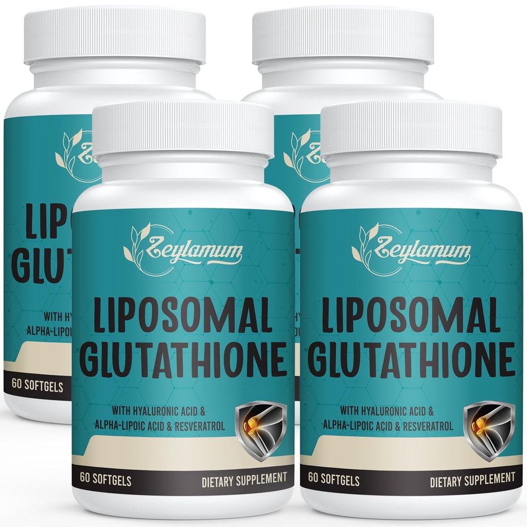 2400 MG Liposomal Glutathione Softgels, Maks absorpsjon, aktiv form L-Glutathion Redusert (GSH), med Hyaluronsyre, Resveratrol, Master Antioksidanter for Detox, Brain, Immunsystem, 240 Softgels